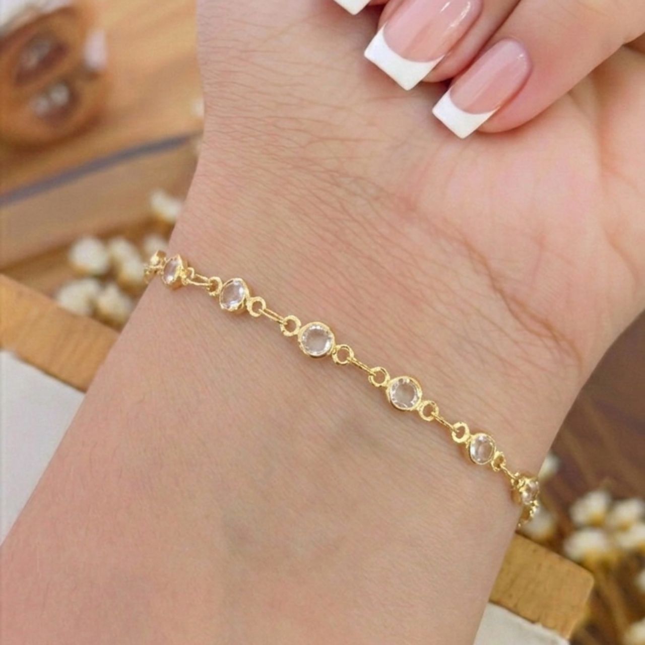 Pulseira Cristais Transparentes